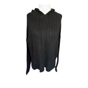 NEW Sweet Romeo Women's XS Black Hooded‎ Ribbed Pullover Sweater Casual NWT